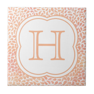 Monogramm Lachs rosa Wasserfarbe Tropfen Keramik K Fliese