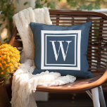 Monogramm Lake Blue und White Classic Square Kissen<br><div class="desc">Entwerfen Sie Ihr eigenes, individuelles Kissen in beliebiger Farbkombination, um sich perfekt mit Ihrer Wohngestaltung in jedem Raum abzustimmen! Verwenden Sie die Entwurfswerkzeuge, um die Hintergrundfarbe und die quadratische Randfarbe zu ändern, oder fügen Sie Ihren eigenen Text hinzu, um einen Namen, eine Monogramm-Initiale oder einen anderen speziellen Text einzufügen. Jedes...</div>