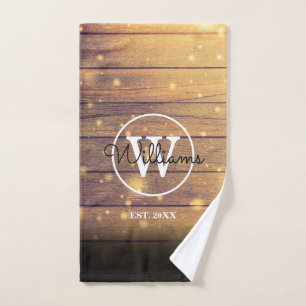 Monogramm Landhaus Elegante Schrift Holzpaneele Badhandtuch Set