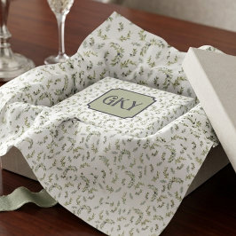 Monogramm Landhausstil Wasserfarbe Olivenmuster Seidenpapier