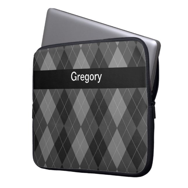 Monogramm-Laptop-Kasten-Rauten-Art Laptopschutzhülle (Vorderseite Links)