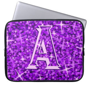 "Monogramm" Laptophülse des Glitz lila 15 Zoll Laptopschutzhülle