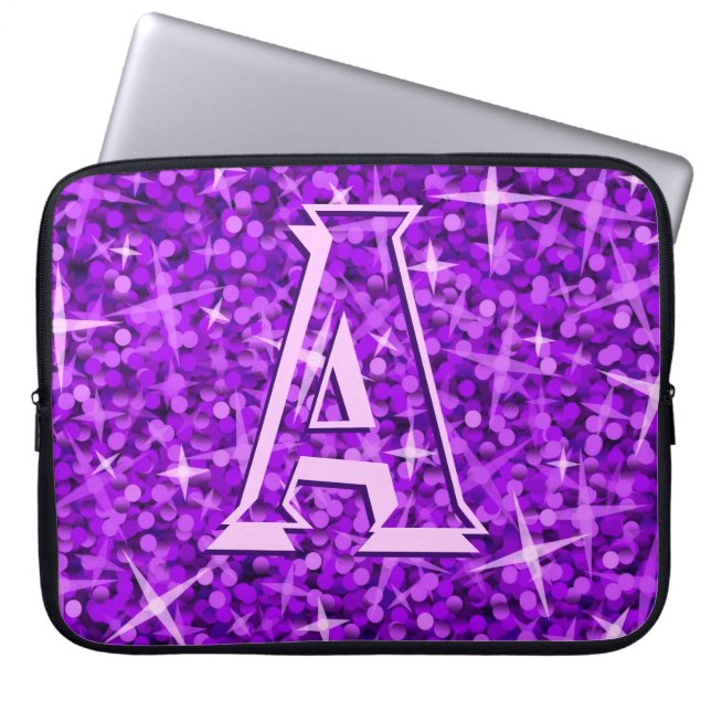 "Monogramm" Laptophülse des Glitz lila 15 Zoll Laptopschutzhülle (Vorderseite)