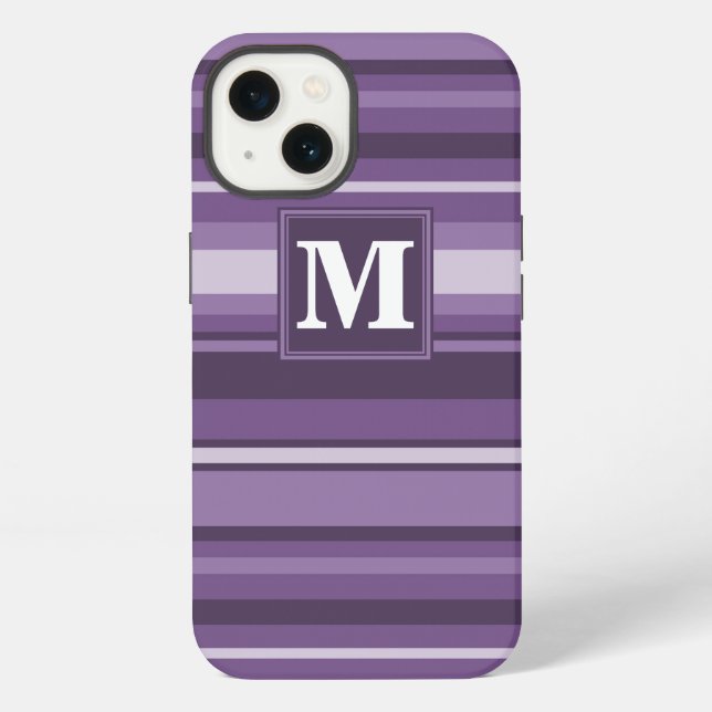 Monogramm Lavendelstreifen Case-Mate iPhone-Hülle iPhone Hülle (Rückseite)