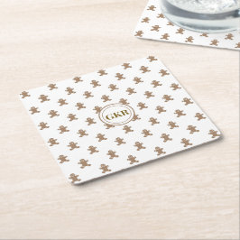 Monogramm, Lebkuchenmuster Rechteckiger Pappuntersetzer