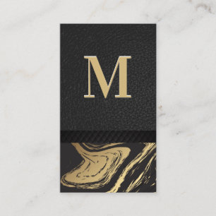 Monogramm-Leder aus schwarzem Gold Visitenkarte