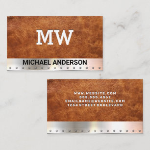 Monogramm Leder Metall Visitenkarte