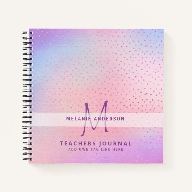 Monogramm Lehrer Vielen Dank, Ende des Jahres Gesc Notizbuch (Vorderseite)