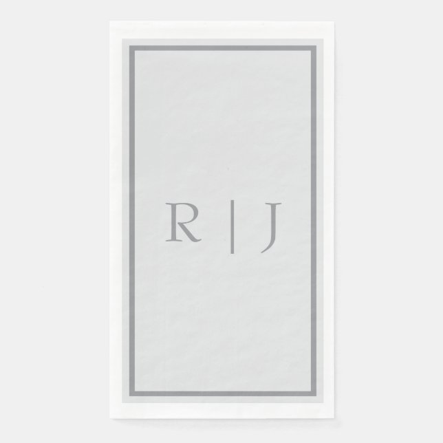 Monogramm Leichter Grauton Dunkelgrau Hochzeit küh Serviette (Vorderseite)