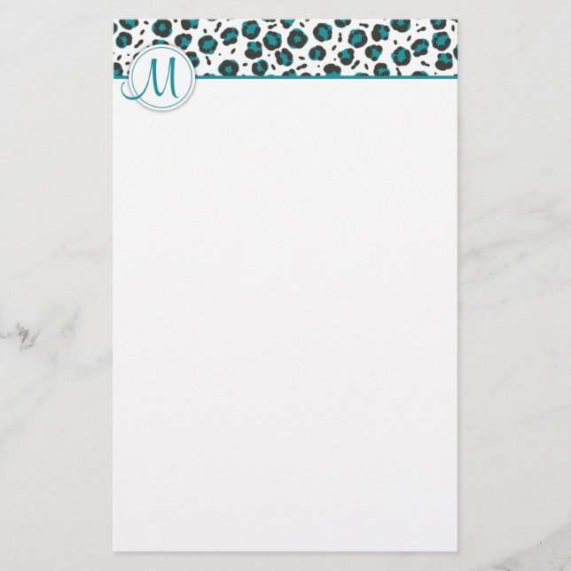 Monogramm-Leopard-Druck-Briefpapier Briefpapier (Vorderseite)
