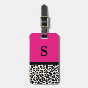 Monogramm-Leopard-Druck-Pink-Akzent-Gepäckanhänger Gepäckanhänger