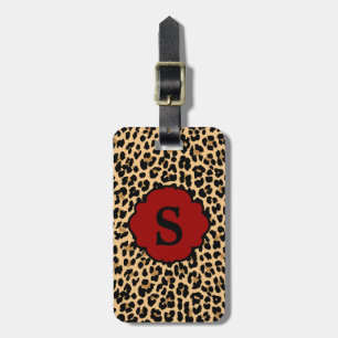 Monogramm-Leopard-Druck-roter Gepäckanhänger