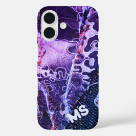 Monogramm Leopard für Tiere lila rosa gürtlich iPhone 16 Hülle