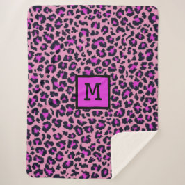 Monogramm Leopard Print Initial Animal Lila Sherpadecke
