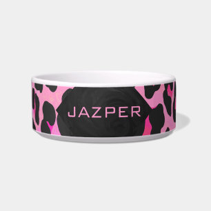 Monogramm Leopard Schwarz und Hot Pink Napf