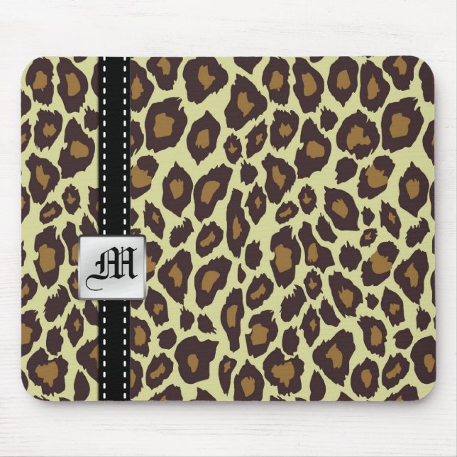 Monogramm-Leoparden-Mauspad Mousepad (Vorne)