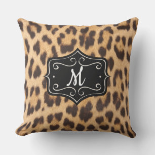 Monogramm Leopardenprint Kissen für den Außenberei