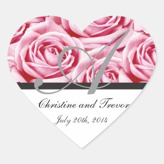 Monogramm Letter A Pink Roses Aufkleber