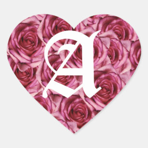 Monogramm Letter A Pink Roses Aufkleber