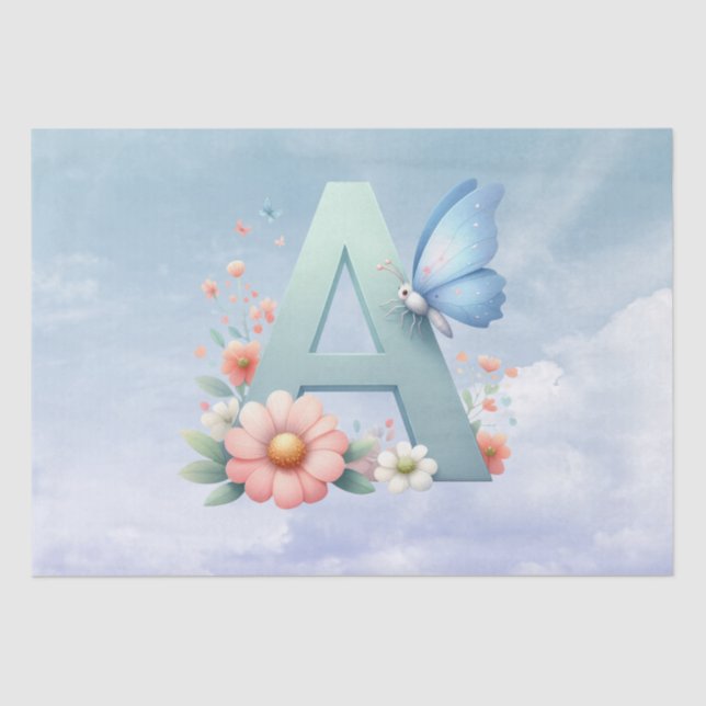Monogramm Letter A Tissue Paper Seidenpapier (Vorderseite)