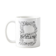 Monogramm Letter B Botanisches florales Schwarz-we