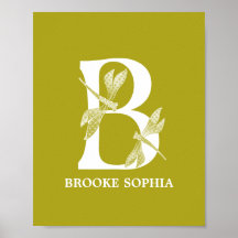 Monogramm-Letter-B-Dragonfly-Kinderzimmer