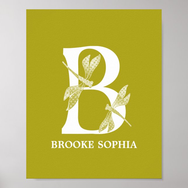 Monogramm-Letter-B-Dragonfly-Kinderzimmer Poster (Vorne)