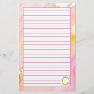 Monogramm Letter C Rosa Blume Briefpapier
