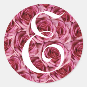 Monogramm Letter E Pink Roses Aufkleber