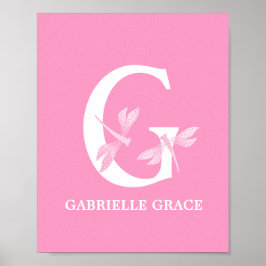 Monogramm-Letter-G-Dragonfly-Girl-Room Poster