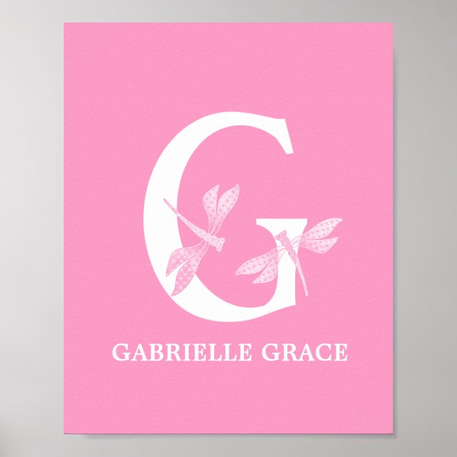 Monogramm-Letter-G-Dragonfly-Girl-Room Poster (Vorne)