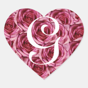 Monogramm Letter G Pink Roses Aufkleber