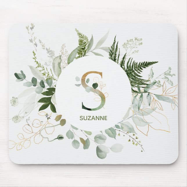 Monogramm Letter S Fern & Succulent Mousepad (Vorne)