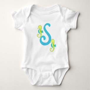 Monogramm Letter S Mit Monogramm Seepferd Baby Strampler