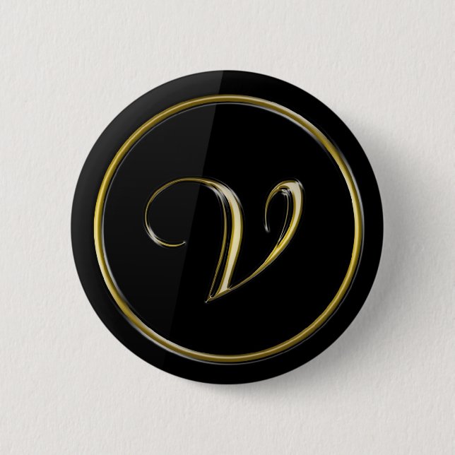 Monogramm "Letter V" Button (Vorderseite)
