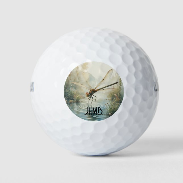 Monogramm Libelle Libellen Golfball (Vorderseite)