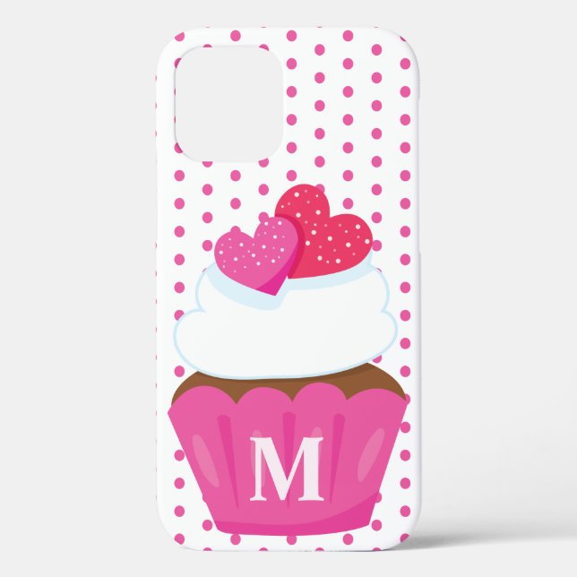 Monogramm Liebe Herz Cupcake Polka Dot Valentine Case-Mate iPhone Hülle (Rückseite)