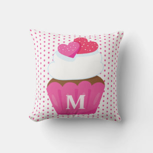 Monogramm Liebe Herz Cupcake Polka Dot Valentine Kissen