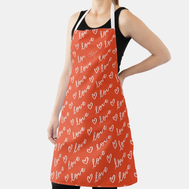 Monogramm Liebe, rot zeichnend Schürze (InSitu)