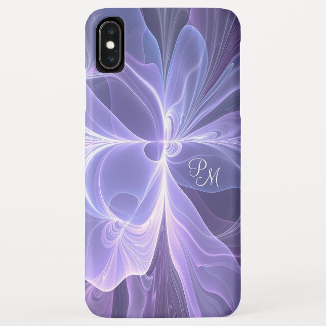 Monogramm Lila Abstrakt Modernes Fraktal Case-Mate iPhone Hülle (Rückseite)