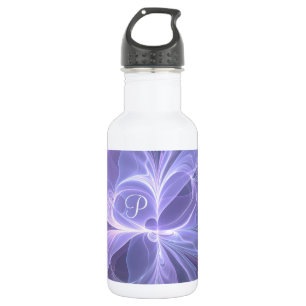 Monogramm Lila Abstrakt Modernes Fraktal Edelstahlflasche