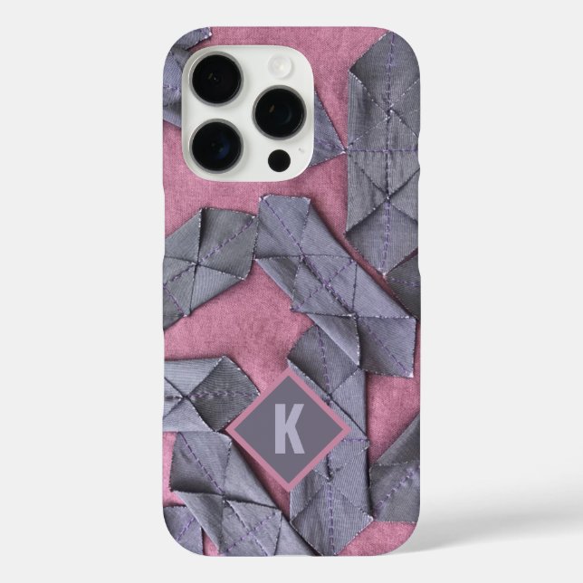 Monogramm lila abstraktes Muster Lavendel Case-Mate iPhone Hülle (Rückseite)