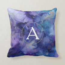Monogramm Lila Aquarellkissen