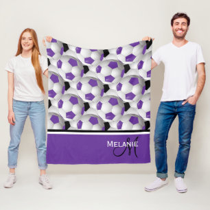 Monogramm Lila Black Soccer Ball 50 x 60 Fleecedecke