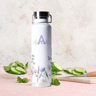 Monogramm lila Blume Trinkflasche
