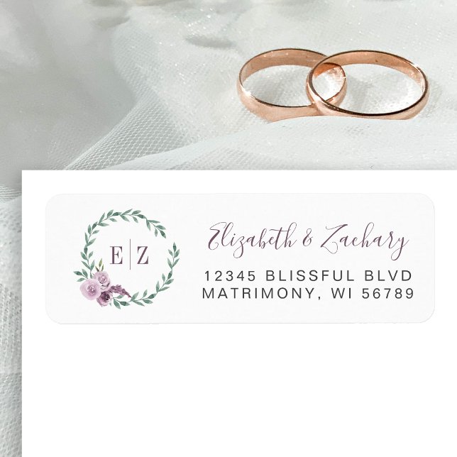 Monogramm Lila Blumenschädigung Rücksendeadresse (Von Creator hochgeladen)