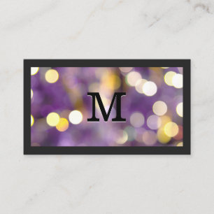 Monogramm Lila Bokeh Visitenkarte