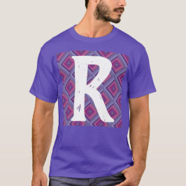 Monogramm Lila Diamantmuster rosa Asym T-Shirt