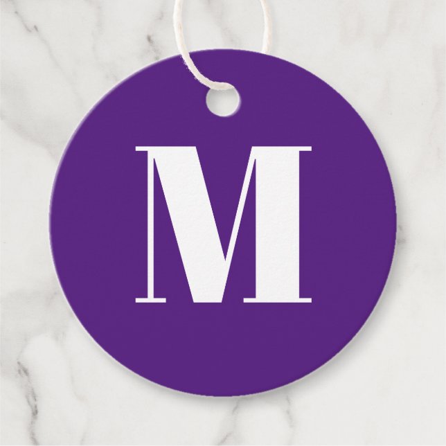 Monogramm lila Erstgeschenk anpassen Geschenkanhänger (Vorderseite)