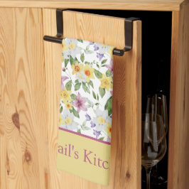 Monogramm Lila-Gelbgrün-Chic Geschirrtuch